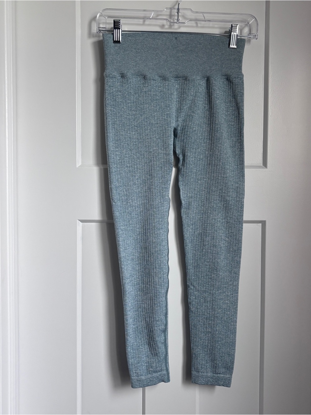 Pursue Ribbed Stretch Leggings - Heather Blue Teal